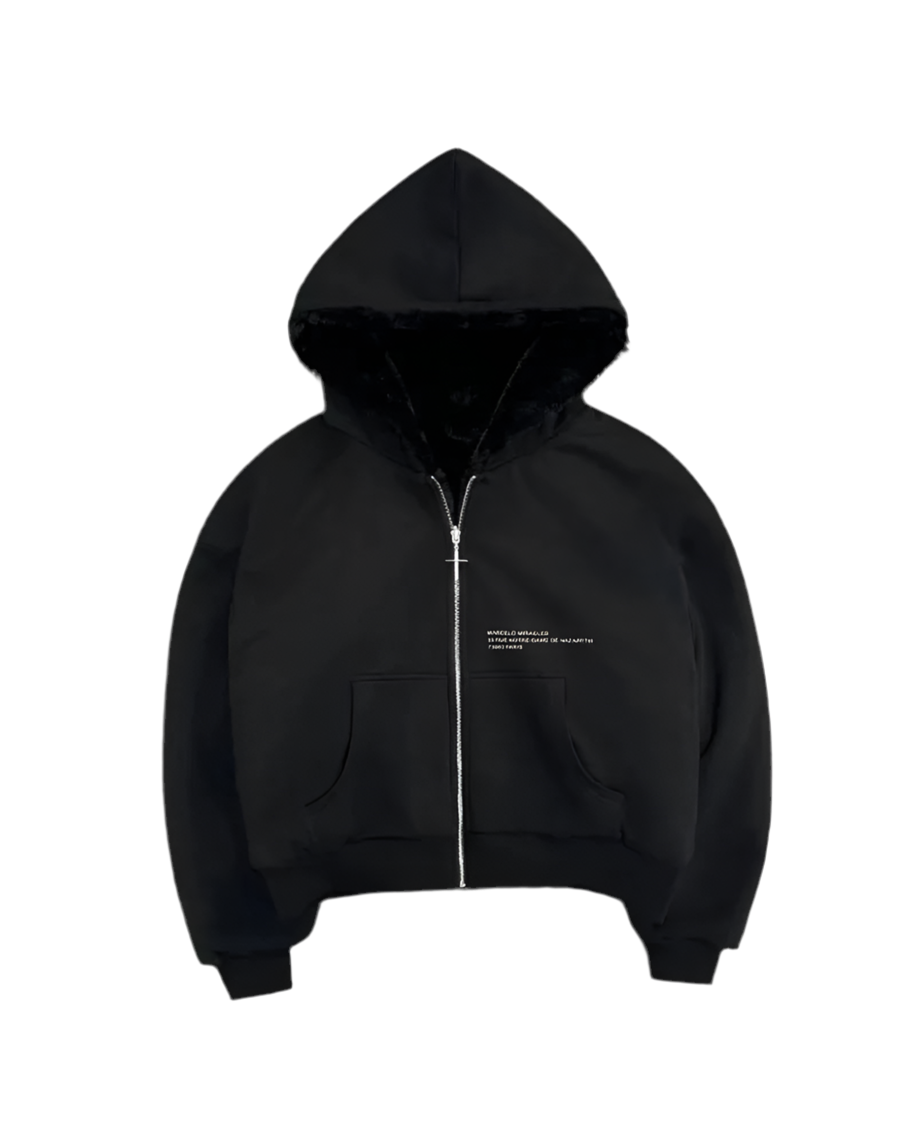 Double Sided Zip Hoodie Black