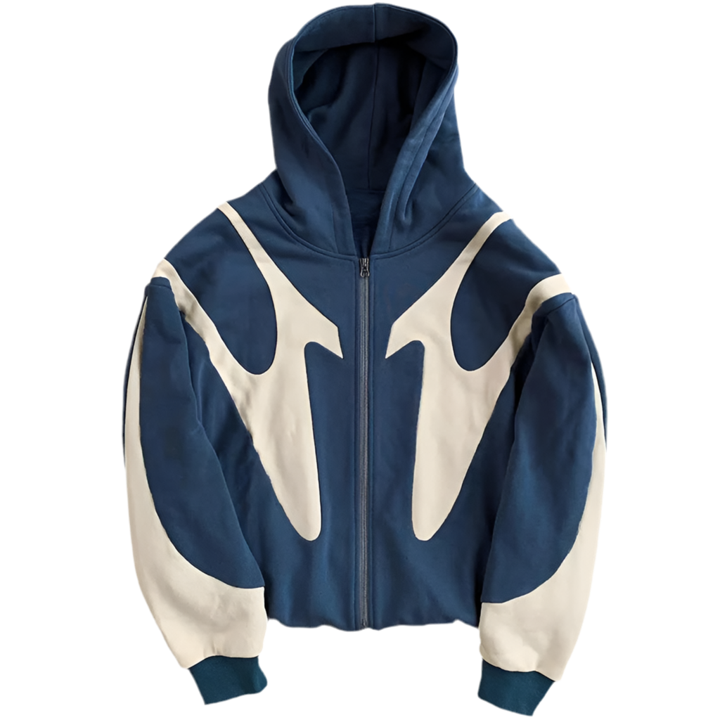 Retro Monochrome Hoodie Navy