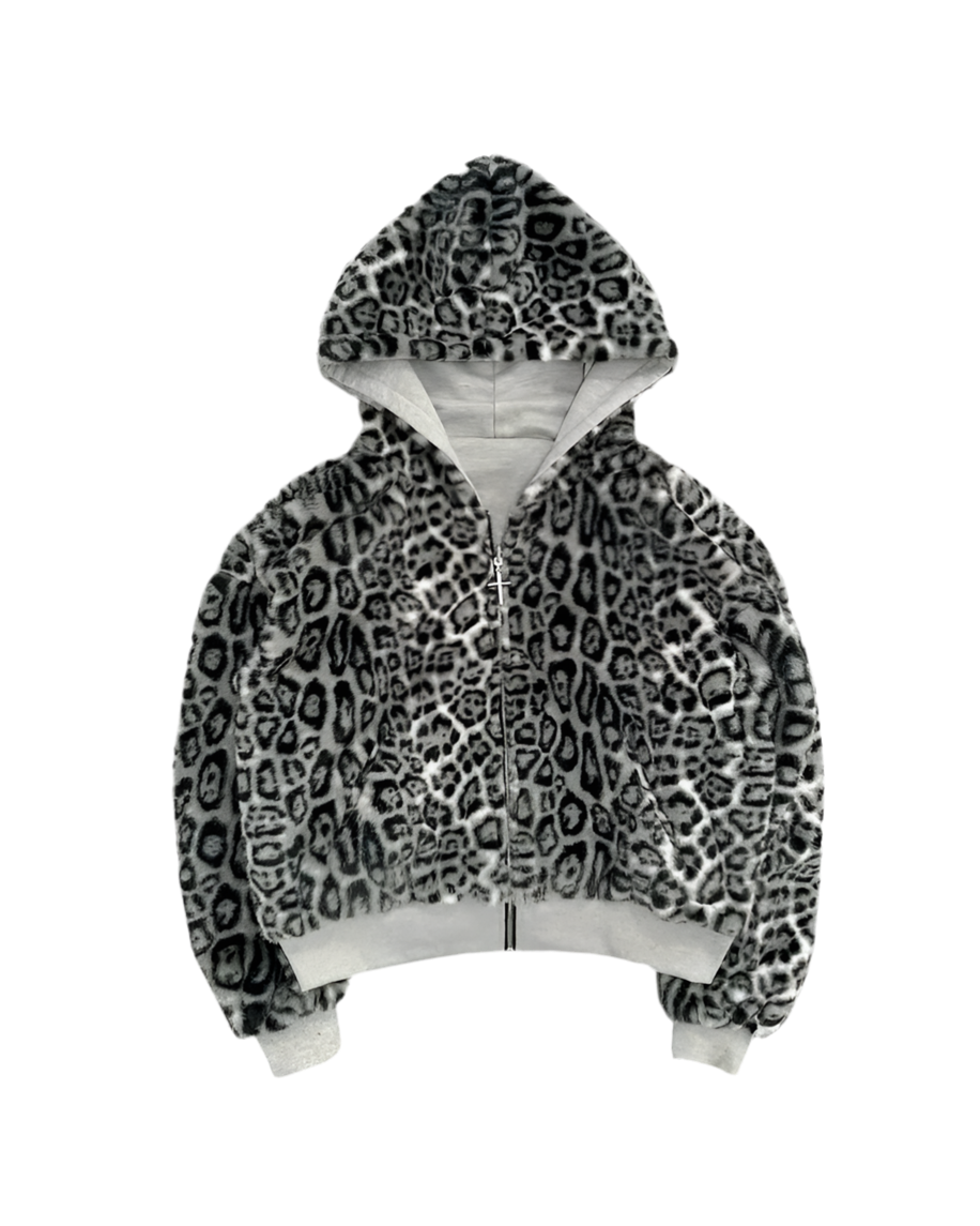 Double Sided Leopard Zip Hoodie