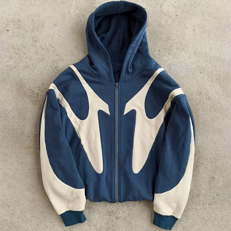 Retro Monochrome Hoodie Navy