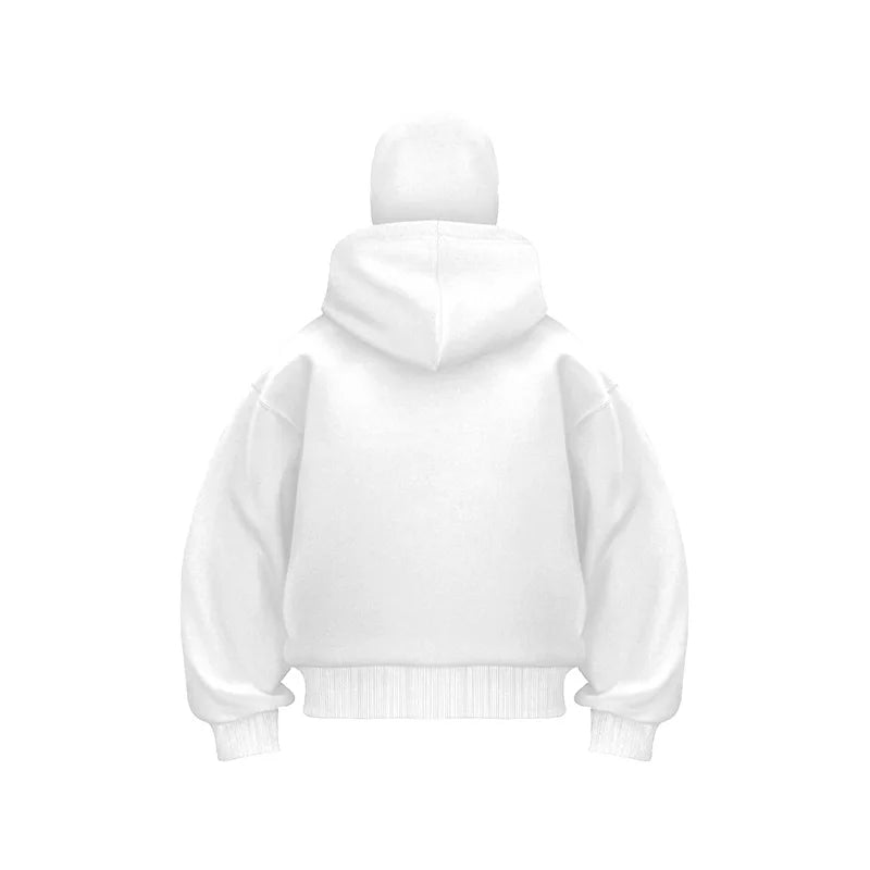 Masked Zip Up Hoodie - White