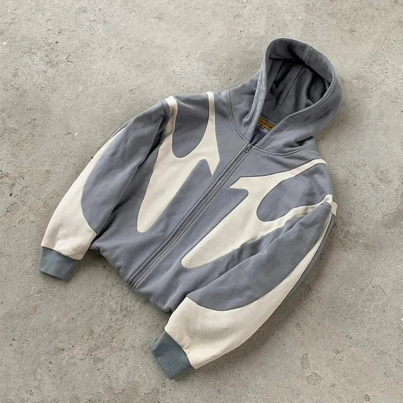 Retro Monochrome Hoodie Grey