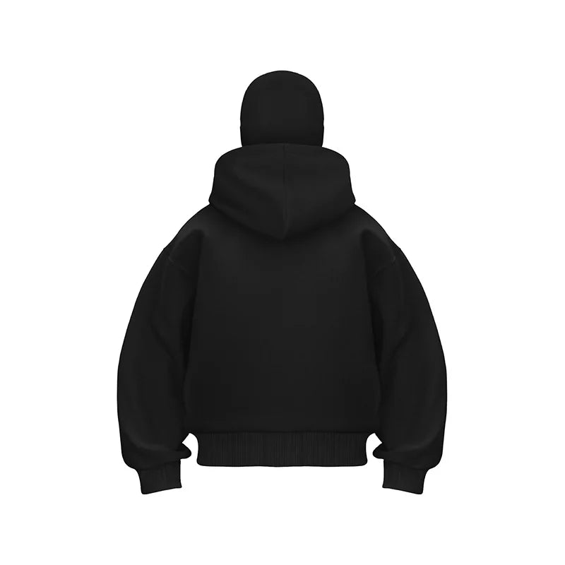Masked Zip Up Hoodie - Black