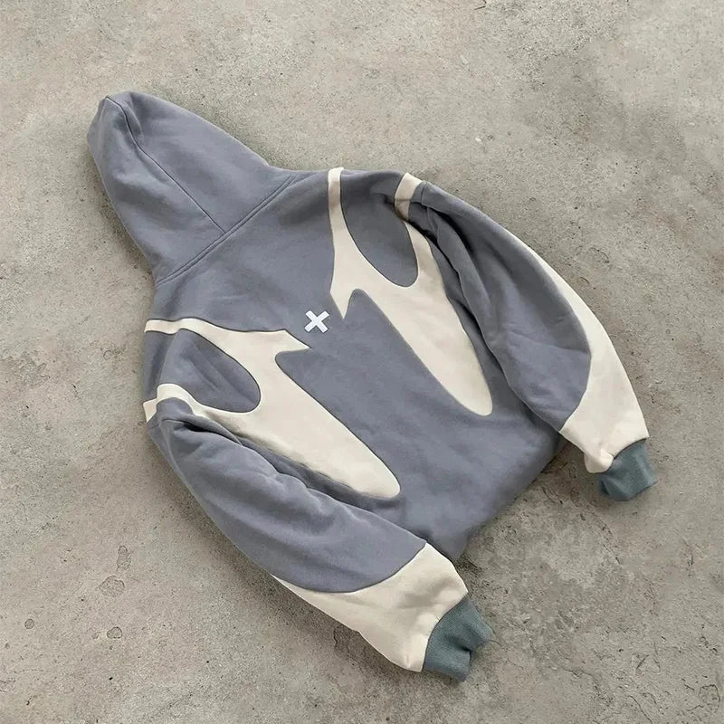 Retro Monochrome Hoodie Grey