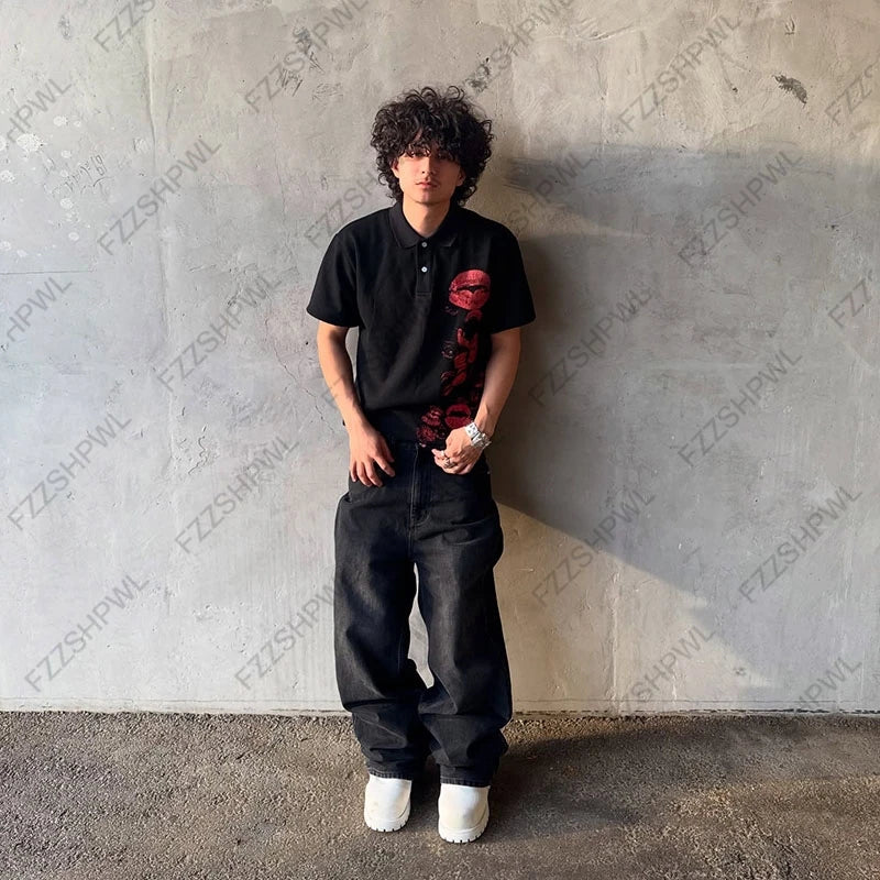 Kisses Polo Shirt Black