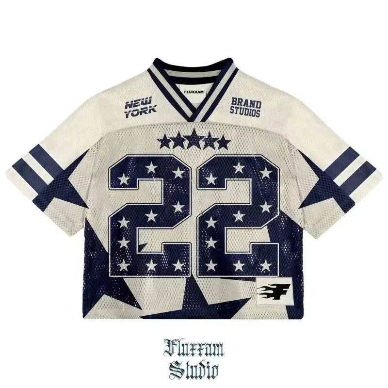 22 Blue Varsity Top